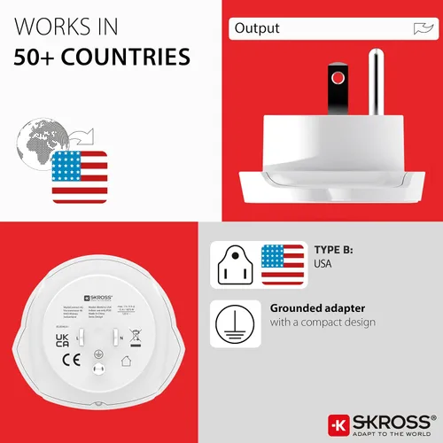 Vista 4 de Skross World to USA - Adaptador de viaje para país, color blanco
