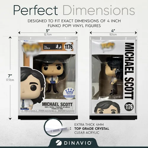 Vista 2 de Dinavio Crafthouse Funko Pop Protector – vitrina de acrílico – Diseño apilable resistente – Estuche de 0.157 in para figuras de vinilo de 4 pulgadas