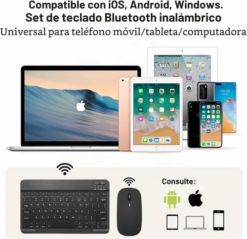 Vista 2 de Teclado Bluetooth Ultradelgado Portátil Mini Inalámbrico Recargable para Apple iPad iPhone Samsung Tablet Teléfono Smartphone iOS Android Windows