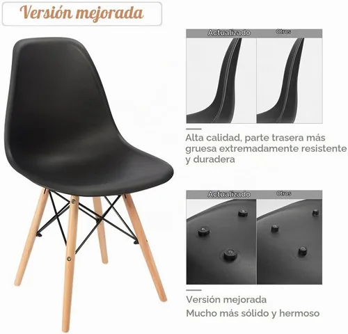 Vista 6 de Furmax Silla de comedor de estilo moderno, silla DSW moderna de mediados de siglo, silla de plástico Shell Lounge para cocina, comedor, dormitorio