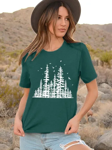 Vista 2 de Camisetas de pino para mujer, divertidas camisetas gráficas de verano, senderismo, camping, naturaleza, camiseta de manga corta, atlética, casual