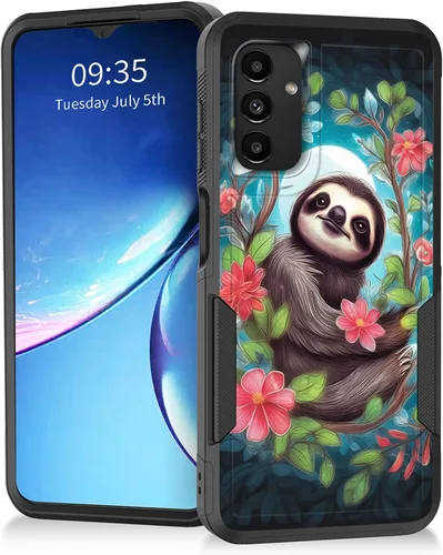 Vista 91 de Funda para Galaxy A14 5G, resistente de doble capa híbrida de policarbonato duro, goma suave, a prueba de golpes, funda protectora resistente