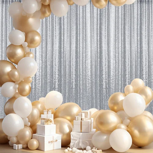 Vista 72 de 2 paneles de cortinas de fondo de lentejuelas verdes de 8 pies, cortinas de fondo de fotografía con purpurina para decoración de Navidad, boda