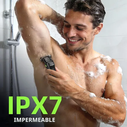 Vista 7 de Cortadora de barba para hombres, todo en uno, kit de aseo para hombres, cortadora de pelo inalámbrica con hoja de acero inoxidable, tiempo