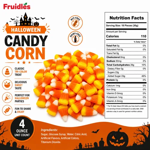 Vista 2 de Fruidles Golosinas de maíz de caramelo de Halloween, aperitivos divertidos y festivos (1 libra)
