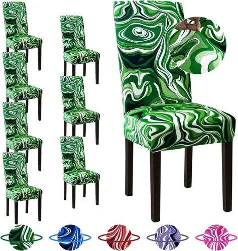 Vista 22 de Sufdari Juego de 4 fundas para sillas de comedor, color beige, antideslizantes, de elastano, elásticas, para comedor, hotel (Grande)