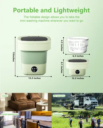 Vista 6 de Portable Washing Machine, 16L Upgraded Capacity Mini Washer Compact Deep Cleans Underwear,Baby Clothes,Small Clothes Lightweight for