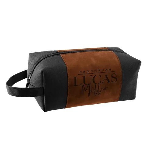Vista 27 de Regalos personalizados para padrinos de boda, bolsas de aseo personalizadas para hombres, regalos de padrino de boda, Beige, Diseño #1, Juego de 3