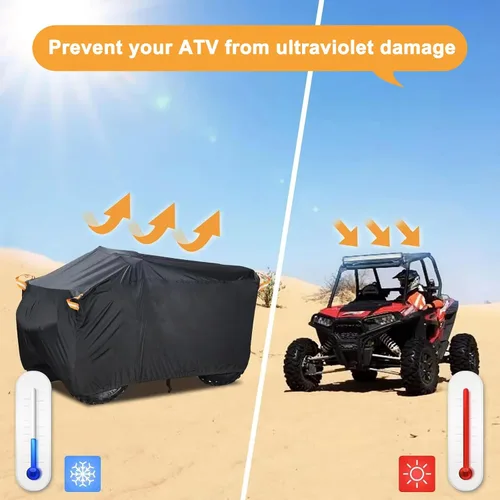 Vista 7 de Cubierta resistente para ATV 600D Oxford impermeable, protección UV para 4 ruedas/quad, protección para todo tipo de clima al aire libre