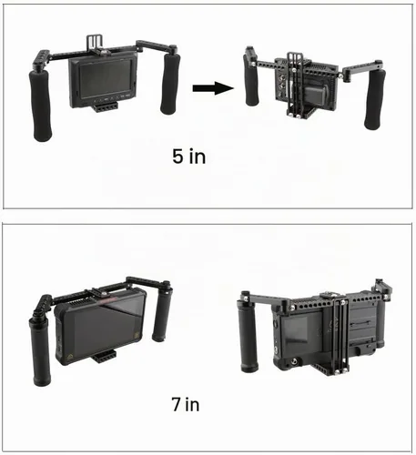Vista 4 de Camvate - Jaula para monitor con asas ajustables para monitor LCD de 5 y 7 pulgadas