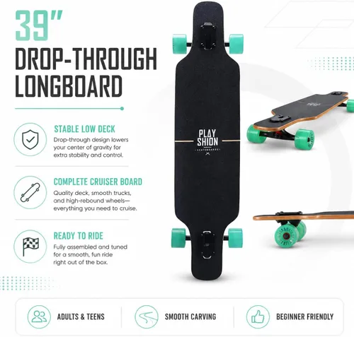 Vista 2 de Playshion Drop Through Freestyle - Patineta de tablero largo
