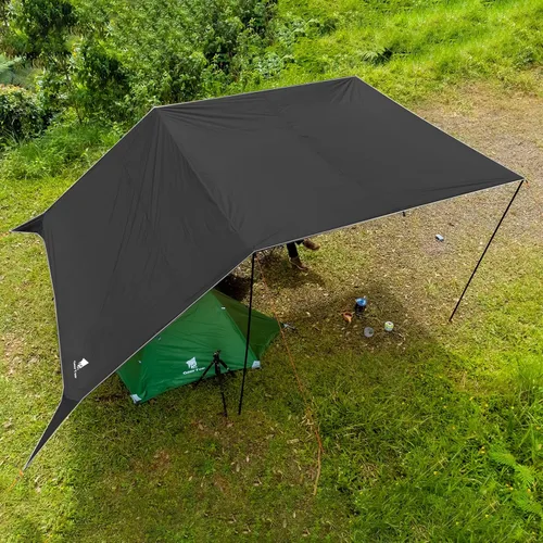 Vista 3 de GEERTOP Lona Grande de 17 x 10 pies Impermeable Portátil Mosca de Lluvia para Hamaca Toldo Exterior Lona de Refugio para Mochileros para Acampar