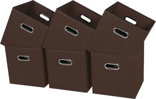 Vista 26 de Contenedores de almacenamiento de tela negra, 13 x 13 x 13 pulgadas, cajas de almacenamiento plegables con doble asa, caja organizadora de tela