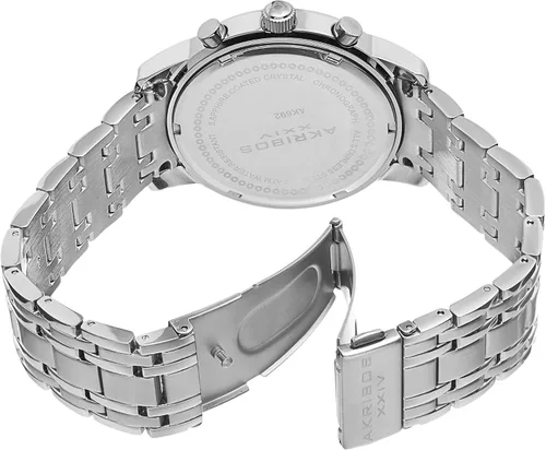Vista 4 de Akribos XXIV AK692 - Reloj cronógrafo suizo para hombre, 3 subesferas segundo, temporizador de minutos y fecha en pulsera de acero inoxidable