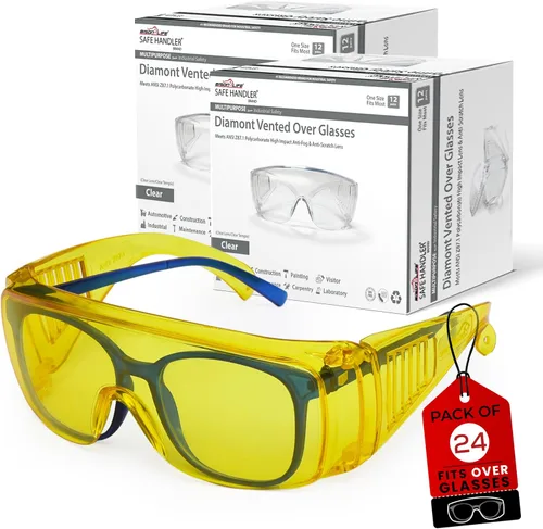 Vista 17 de SAFE HANDLER BISON LIFE Diamont Vented Over Glasses Safety Glasses Meets ANSI Z87.1, Impact Resistant Polycarbonate Lens