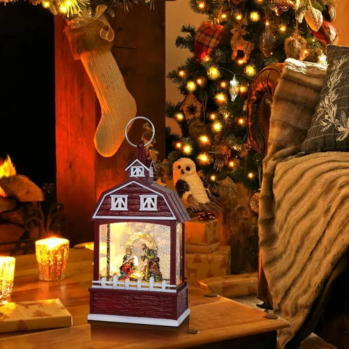 Vista 5 de Christmas Music Snow Globe Lantern with 6 Hour Timer, USB Powered Battery Operated Lighted Water Singing Snow Globe Holiday Women Children