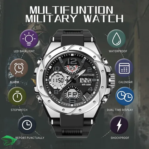 Vista 7 de findtime Relojes militares para hombre, reloj deportivo para hombre, táctico, resistente al agua, digital, deportivo, trabajo, analógico