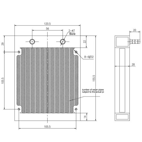 Vista 4 de Clyxgs Radiador de refrigeración por agua, radiador intercambiador de calor de aluminio de 12 tubos con tubo para PC CPU, computadora, sistema