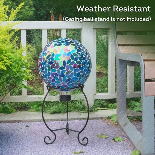 Vista 4 de Lily's Home Colorida bola de vidrio de mosaico, diseñada con un impresionante patrón de mosaico holográfico de pétalos para traer color a cualquier