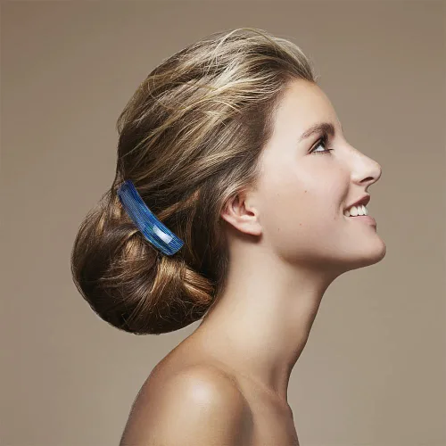 Vista 5 de 6 pasadores de pelo acrílicos retro para mujer, con hilo dorado, rayas grandes, francesas, automáticas, pasadores para cabello grueso, pinzas
