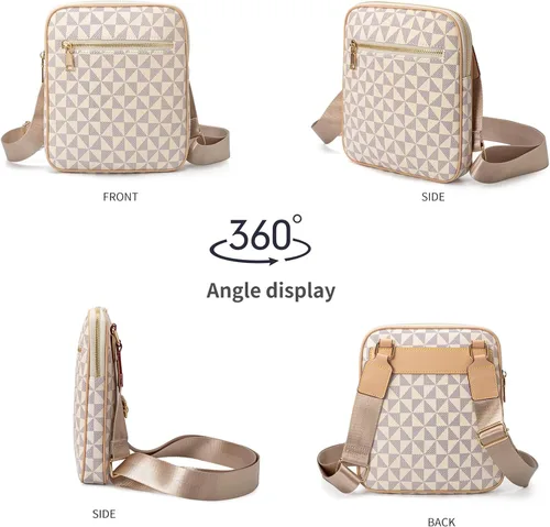 Vista 5 de USKMOTO Bolsos cruzados pequeños para mujeres y hombres, de cuero vegano de moda, bolso de mano de diseñador con correa ajustable