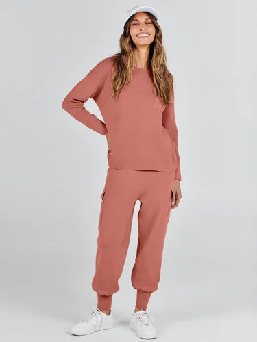 Vista 9 de ANRABESS Conjuntos de dos piezas para mujer, conjuntos de suéter de punto de manga larga, sin botones, pantalones cargo para correr, conjunto a