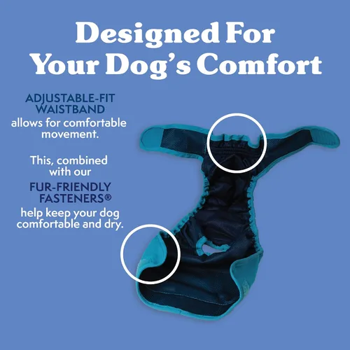 Vista 6 de Simple Solution Pañal lavable para perro hembra, mediano, 1 paquete Dog in Heat, Potty Training, Incontinence Support, Leak Protection, Reusable