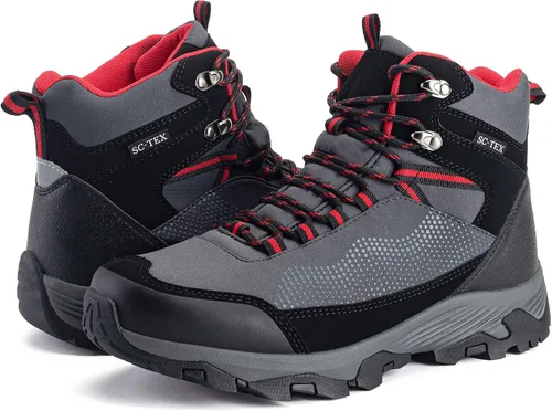 Vista 2 de SILENTCARE Botas de senderismo para hombre impermeables ligeras antideslizantes de tiro medio para exteriores trabajo senderismo montañismo tobillo