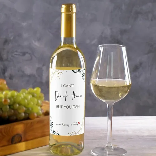 Vista 2 de Etiquetas de vino para anuncios de embarazo, 8 unidades ● Etiquetas de vino para anuncios de bebé, anuncio de embarazo para tías, revelación
