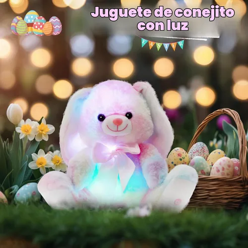 Vista 2 de Glow Guards Conejito de Pascua de 11 pulgadas con luz de arcoíris, suave