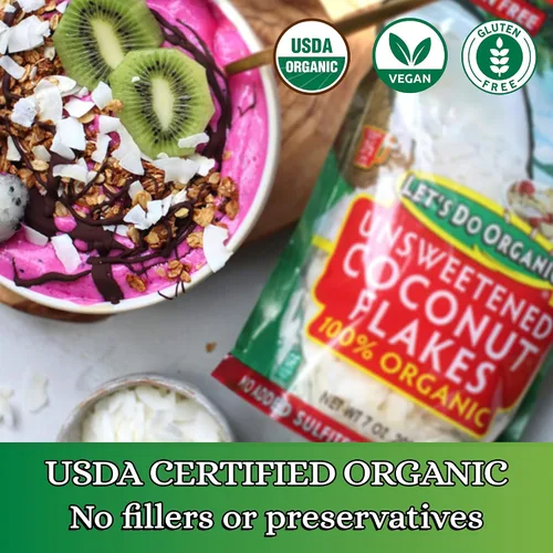 Vista 5 de Let's Do Organic Copos de coco sin azúcar – Copos de coco orgánicos sin azúcar, copos de coco orgánicos, coco orgánico en hojuelas – 7 onzas