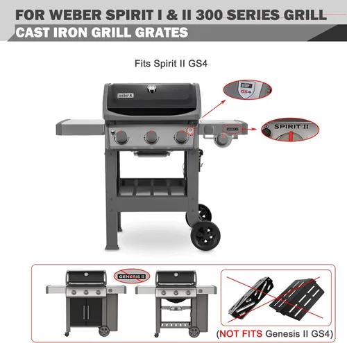 Vista 3 de 7638 Spirit Grill Rejillas de repuesto para Weber Spirit II E-310 E-330 GS4 Parrilla Weber Spirit E310 Grill Grate 300 Series 65906 Rejillas