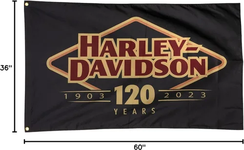 Vista 2 de Harley-Davidson Bandera de 120 aniversario resistente a la intemperie para exteriores, edición limitada