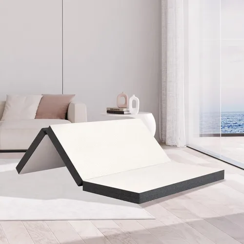 Vista 8 de Colchón plegable de 3 pulgadas, cubrecolchón de espuma viscoelástica de triple pliegue con funda lavable, cubrecolchón plegable portátil