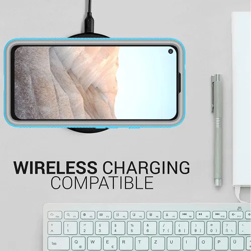 Vista 8 de CoverON Funda de cuerpo completo diseñada para Google Pixel 5a, transparente, resistente, antideslizante, color azul claro