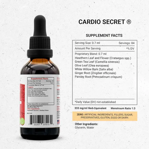 Vista 4 de Secrets of the Tribe - Secreto cardiovascular, fórmula de flujo arterial, mezcla de suplementos herbarios, extracto líquido sin alcohol (2 fl oz)