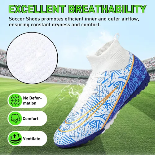 Vista 5 de RDGO Tacos de fútbol para hombre y mujer, zapatos de fútbol para interiores y exteriores