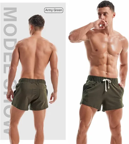 Vista 2 de AMY COULEE Pantalones cortos de correr para hombre, de 3 pulgadas, de algodón, informales, con bolsillos