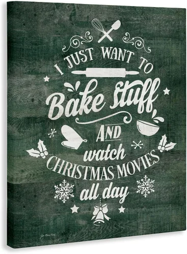 Vista 2 de Quiero hornear cosas de Navidad verde de fiesta' Arte en lienzo Películas navideñas de Bake Stuff