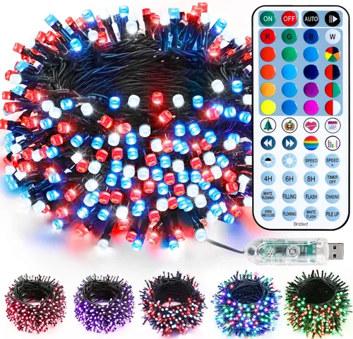 Vista 12 de Brizled Cadena de luces que cambian de color, 33 pies, 100 luces LED pasrel de Pascua con control remoto, cadena de luces RGB regulables, cable