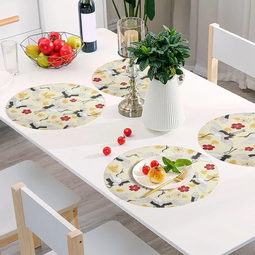 Vista 6 de Elegant White Cranes PVC Plate Mat, Washable Heat Resistant Mats for Kitchen one sizex1