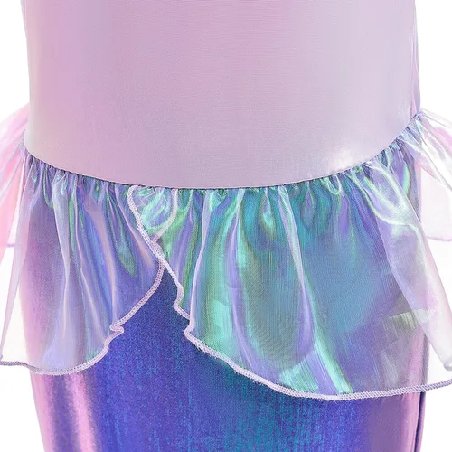 Vista 5 de Disfraz de sirena para niñas pequeñas, disfraz de princesa, Halloween, cosplay, manga mosca, trajes de juego de simulación