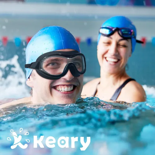 Vista 5 de Keary Paquete de 2 gafas de natación para adultos y jóvenes con junta de silicona suave, protección UV antivaho sin fugas, gafas de visión clara
