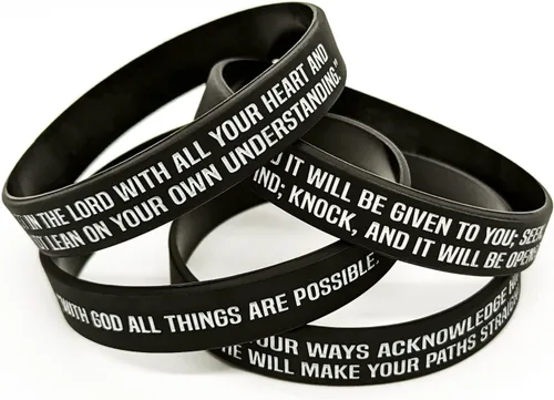 Vista 3 de Paquete de 8 pulseras de silicona con versículos bíblicos cristianos Regalos religiosos pulseras de goma para hombres y mujeres Faith Hope