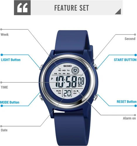 Vista 9 de Gosasa Reloj digital de moda para mujer, reloj multifuncional impermeable deportivo LED para mujer