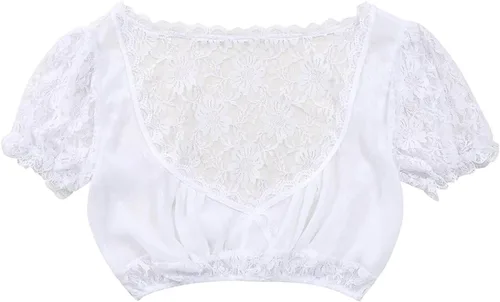 Vista 3 de Shireake - Blusa de encaje para mujer con diseño tradicional de Oktoberfest
