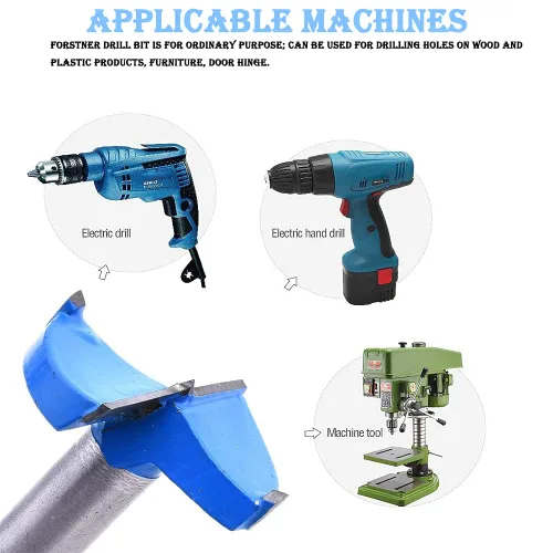 Vista 5 de Utoolmart Forstner Brocas de corte de madera de carburo cementado de 0.906 in, cortador de sierra de agujero para carpintería de mango redondo