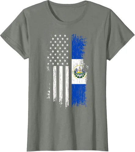Vista 18 de Camiseta de la bandera de Estados Unidos salvadoreño - Camiseta de El Salvador USA