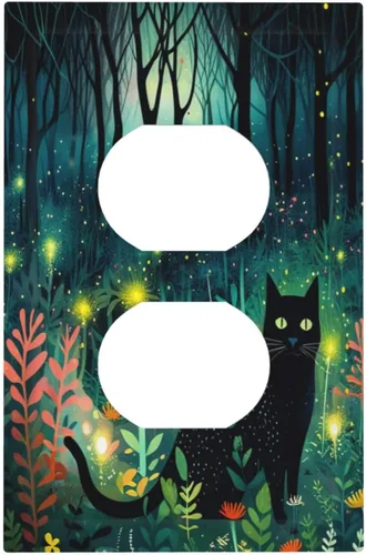 Vista 164 de Decorative Outlet Covers Blue Background White Cat Daisy Floral 2-Gang 1-Gang Wall Plate Single Toggle/Rocker Farmhouse Style Light Switch Covers