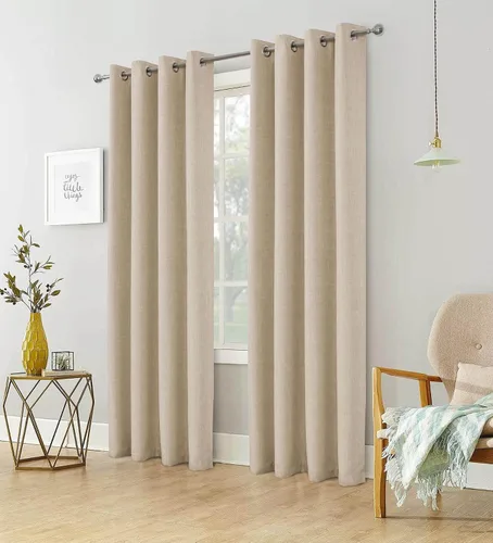 Vista 2 de always4u Cortinas con aspecto de lino, cortinas texturizadas de arpillera sintética de 54 x 84 pulgadas, 2 paneles para sala de estar, dormitorio